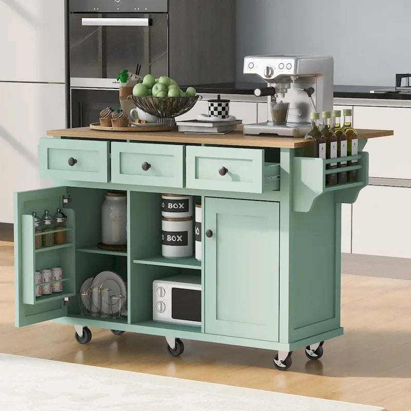 Portable Rolling Kitchen Island Cart with Storage
