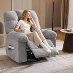 Massage Recliner Chair with Heat - 360 Swivel Rocker, Oversized Single Sofa w/ Vibration, USB & Storage Pockets for Living Room/Bedroom