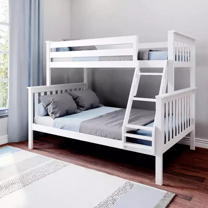 Max & Lily Bunk Bed Twin over Full Size, Solid Wood Bunk Beds with Ladder for Kids