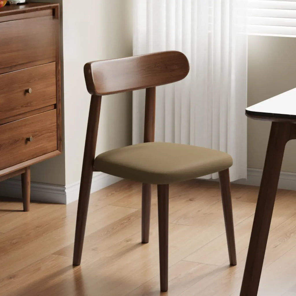 Modern Armless Leather Dining Chair with Low Back