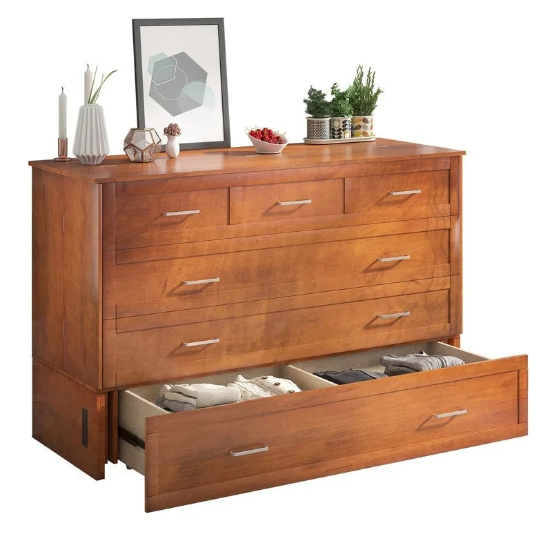 Mixoy Murphy Bed Cabinet Bed Chest with Mattress & Drawer
