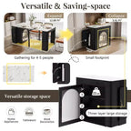 Whisen Extendable Dining Table, Mobile Rolling Island Table with 3 Removable Middle Leaves, Storage Cabinet