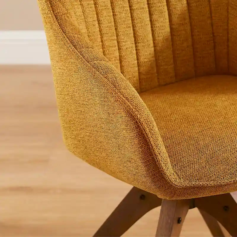 Modern Home Office Swivel Arm Accent Chair with Wood Legs