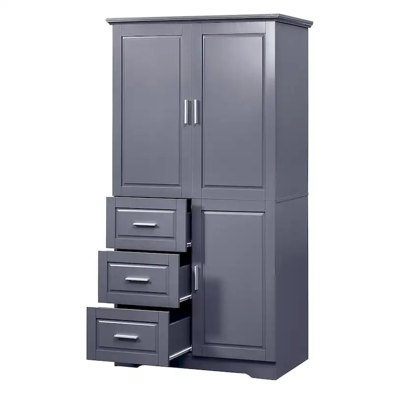 Tall and Wide Storage Cabinet with Doors for Bathroom/Office