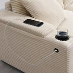 106 Convertible L Shaped Sectional Sofa Corduroy Corner Couch with Armrest Storage Cup Holders USB Charger Oversized Comfy Modular Sofa