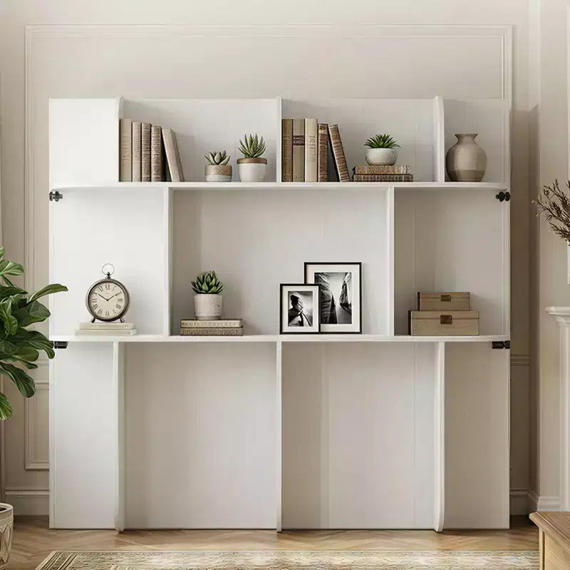 2-in-1 Invisible Murphy Bed with Shelf Storage, Queen Size, Natural Wood (Mattress Not Included)