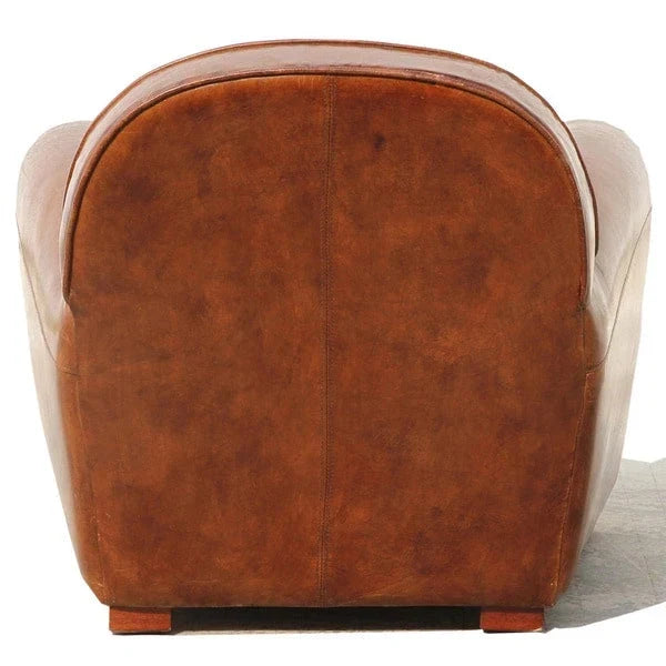 Pasargad Home Genuine Leather Paris Club Chair, Brown