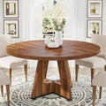 47 Inch Round Dining Table for 4, Wood Kitchen Dinner Table for Kitchen Dining Living Room - N/A