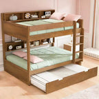 Luxystar Modern Full over Full Bunk Bed with Shelves and Trundle