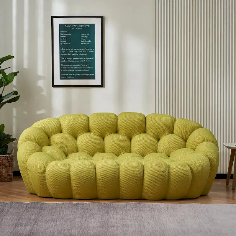 2-Seat Bubble Curved Lazy Sofa Honeycomb Shaped with 3D Textile Fabric for Living Room Salon Apartment