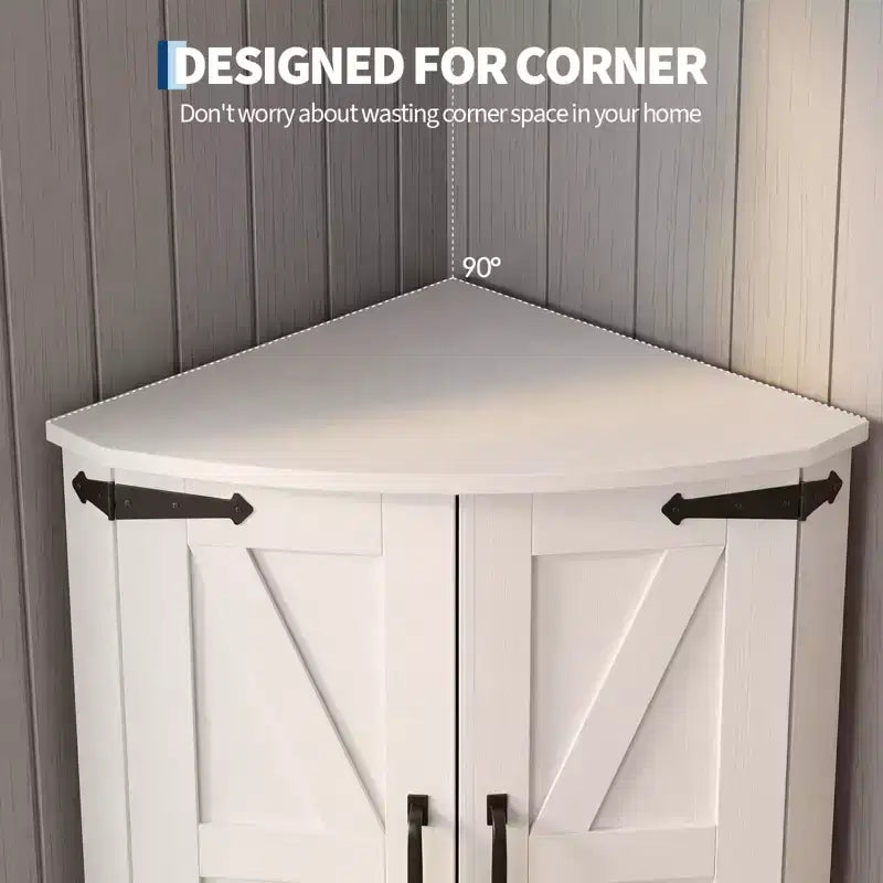 COZONY 65 Farmhouse Corner Cabinet with Doors and Adjustable Shelves, Tall Corner Pantry Storage Cabinet for Kitchen Living Room