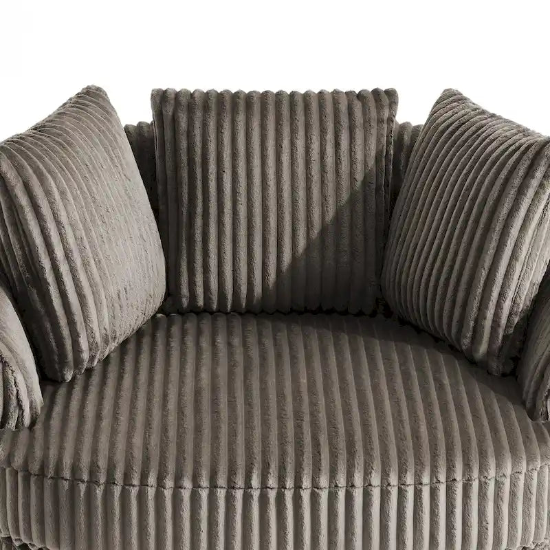 DREAMSIDEA Recessed Arm Slipcovered Swivel Barrel Chair