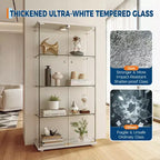 4-Tier Tempered Glass Display Cabinet, Full-Glass Curio Case with LED Lights & Human Body Sensor, Storage Cabinet for Collectibles & Decor
