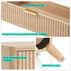 LINSY HOME Fluted 6 Drawer Dresser for Bedroom, Mid Century Modern Large Chest of Drawers with Gold Metal Handles, Wide Boho Wood Dressers