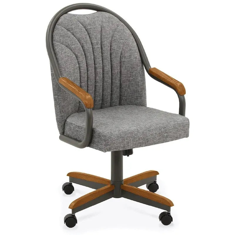 Chromcraft Douglas Caster Dining Chairs in Chestnut, Gray Finish (Set of 2)