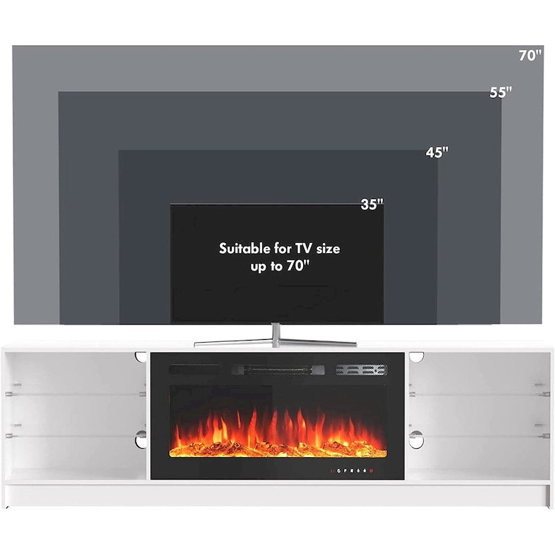 36 Electric Fireplace TV Stand, Entertainment Center & TV Console for TVs up to 80, Modern Fireplace Heater for Living Room