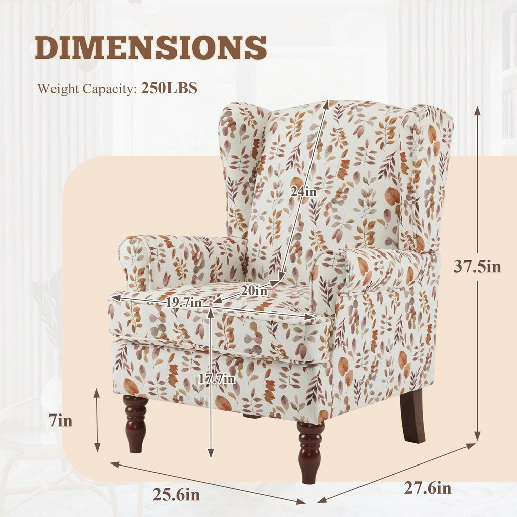Erommy Modern Accent Chair, High Back Armchair, Upholstered Fabric Button Single Sofa with Wooden Legs for Living Room