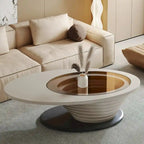 Light Luxury Modern Minimalist Oval Glass Tabletop Coffee Table Gray Base 51 in. - L 51.18W 25.59H 14.37