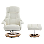 Chenille 360 Swivel Massage Recliner Chair with Ottoman, Massage and Heated Seat