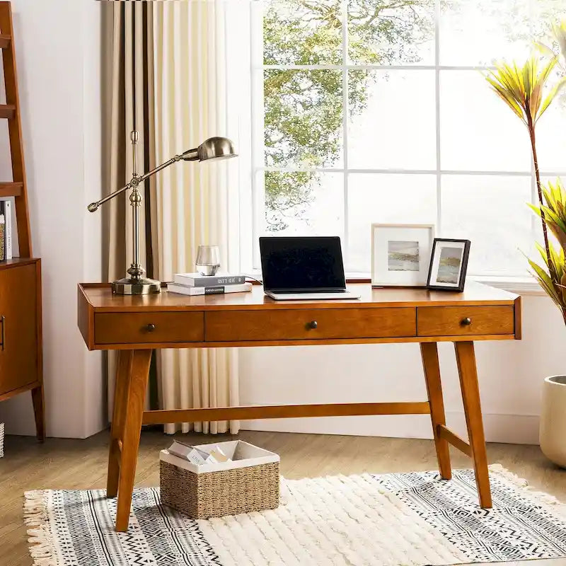Eugenia Mid-century Office Desk with Drawer Divider&Cable Management&Charging Station by HULALA HOME
