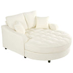 Chenille Chaise Lounge Sofa Bed, Upholstered Sofa Couch with Tufted Backrest and 2 Detachable Pillows for Living Room
