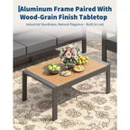 Aluminum Patio Furniture Set, Outdoor Sectional Sofa with 5 Thick Cushions, 4 Armrests & Coffee Table for Garden, Deck, Backyard
