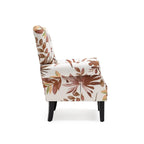 Erommy Modern Accent Chair, High Back Armchair, Upholstered Fabric Button Single Sofa with Wooden Legs for Living Room
