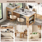 59.5 Kitchen Island with Extendable Dining Table, Double-Sided Storage & Power Outlet, Natural