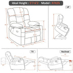 MCombo Large-Wide Dual Motor Power Lift Recliner with Massage and Dual Heating for Big and Tall Elderly, Fabric R7635