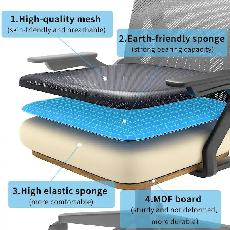 Javlergo Office Chair Mid Back Swivel Lumbar Support Desk Chair, Computer Ergonomic Mesh Chair with Armrest