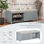 43.30 Solid Wood Storage Bench with Contemporary Distressed Blinds