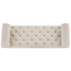 Modern End of Bed Bench for Bedroom, Velvet Upholstered Window Bench with 2 Detachable Pillows for Living Room or Entryway-Panipeachy