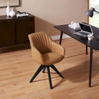 Modern Home Office Swivel Arm Accent Chair with Wood Legs