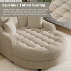 Chenille Chaise Lounge Sofa Bed, Upholstered Sofa Couch with Tufted Backrest and 2 Detachable Pillows for Living Room