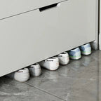 3-Tier White Wood Shoe Cabinet with Drop Front