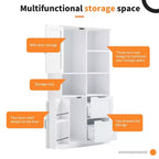62 Tall Bathroom Storage Cabinet, Freestanding Floor Storage Cabinet With Drawer & Adjustable Shelf, Pantry Storage Cabinet For Bathroom Living Room