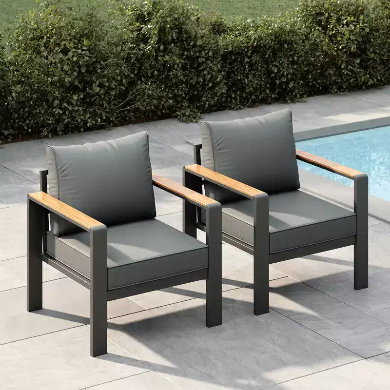 Aluminum Patio Furniture Set, Outdoor Sectional Sofa with 5 Thick Cushions, 4 Armrests & Coffee Table for Garden, Deck, Backyard