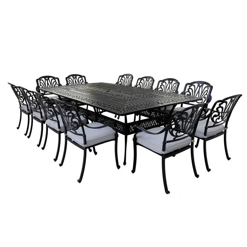 Manasquan 13-piece Gunmetal Aluminum Dining Set by Havenside Home