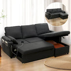 80 L-Shaped Sofa Couch Bed, Sofa Sleeper with Pull Out Bed, Reversible Sleeper Sofa Bed