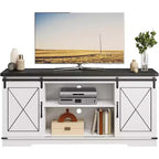 Farmhouse TV Stand for TVs Up to 65, Entertainment Center with Sliding Barn Doors & Storage Cabinets, Media Console Table for Living Room, Bedroom