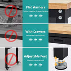 60 Inches Workbench, Rubber Wood Tabletop Work Table with 2 Drawers and Pegboard, 3000 LBS Heavy Duty Adjustable Height Work Bench with Power Outlets