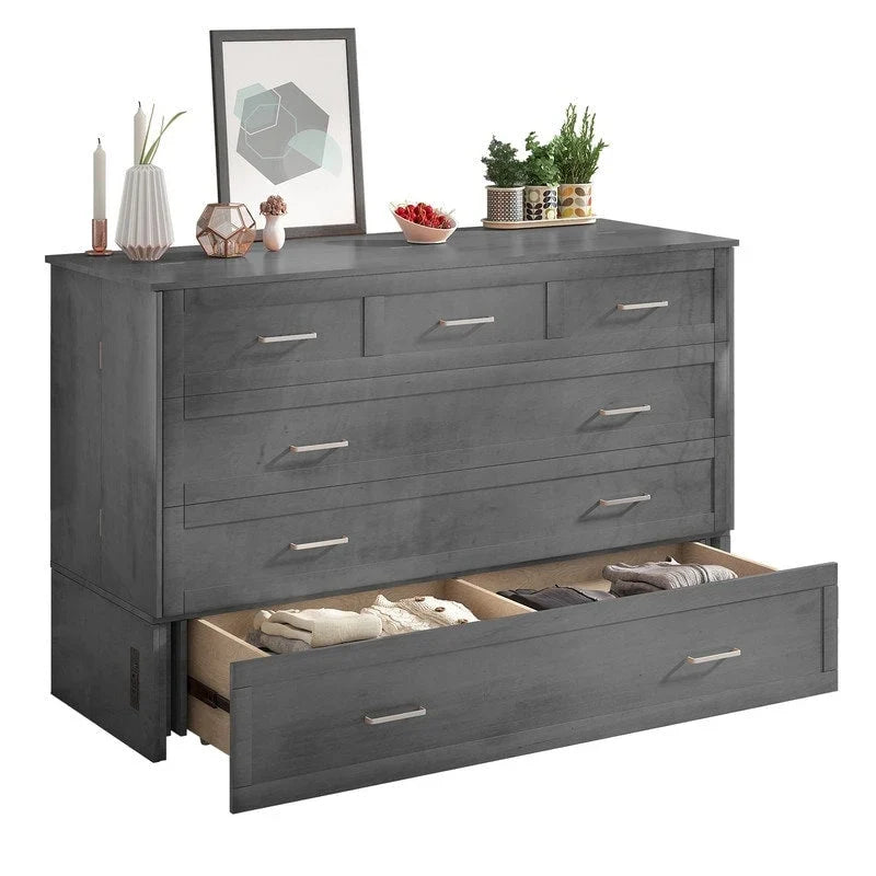 Mixoy Murphy Bed Cabinet Bed Chest with Mattress & Drawer