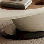 Light Luxury Modern Minimalist Oval Glass Tabletop Coffee Table Gray Base 51 in. - L 51.18W 25.59H 14.37