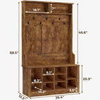Hall Tree Storage Bench 3-in-1 Entryway Bench Coat Rack