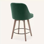 Bekrvio 26 Counter Height Swivel Bar Stools Set of 4 Backs and Wood Legs,Linen Fabric/PU Leather Upholstered Barstools for Kitchen Island