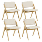 Gymax Set of 4 Dining Chairs Folding Kitchen Chair w/ Rubber Wood Legs