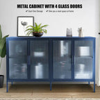 Metal Tempered Glass Cabinet with Adjustable Shelf