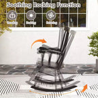 Costway Set of 2 Wood Rocking Chair Glossy Finish White\ Coffe