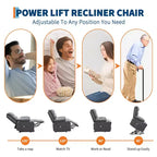 Lift Recliner Chair with Massage & Heat, Oversized Power Recliners, Home Theater Seat with 2 Cup Holders Side, Glider Reclining Single Sofa Chair