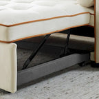Velvet Multi-Functional Pull-Out Sofa Bed Adjustable Reclining Backrest With Pillows - N/A